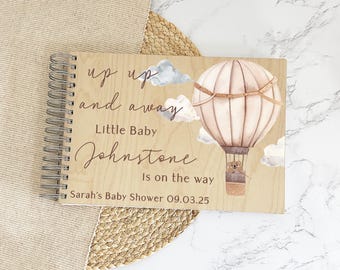 Baby Shower Guest Book, Personalised Mum to Be Guestbook, Up and Away, Baby Shower Supplies, Mummy to Be Keepsake Book