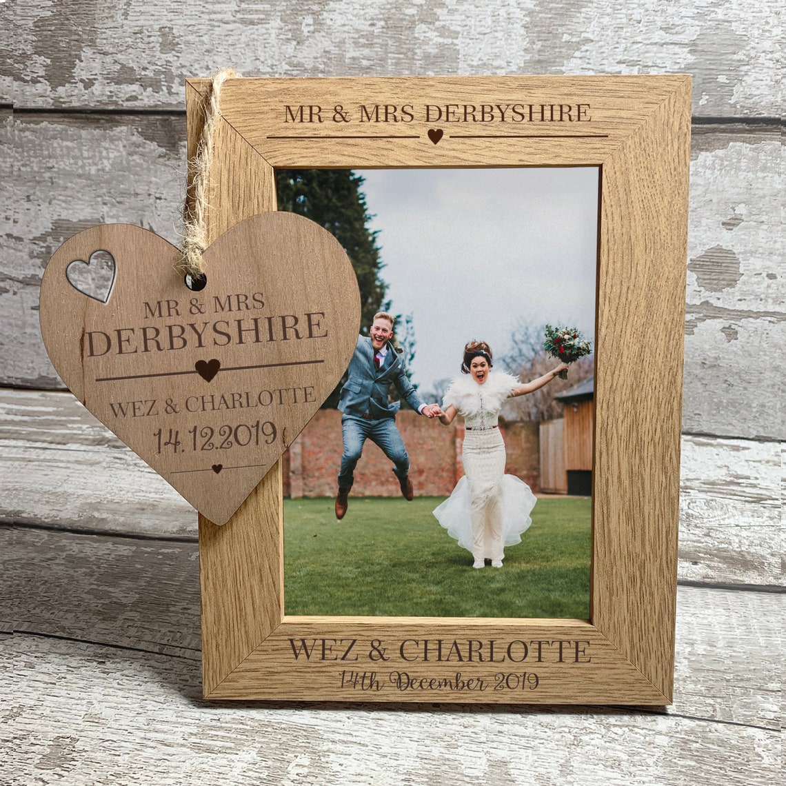 Personalised Wedding Photo Frame Gift for Newlyweds Etsy