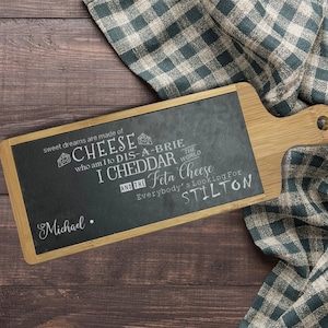 Personalised Cutting Board, Custom Cheese Board, Quality Bamboo and Raw Slate Platter, Birthday, Anniversary, Wedding, Gift Cheese Lover