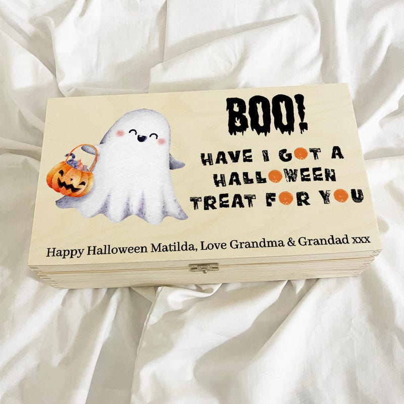 Halloween Treat Box for Kids, Personalized Boo Box, Children's Halloween Box with Personalized Name and Message