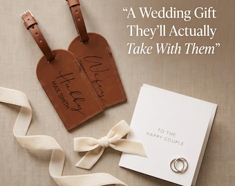 Personalised Honeymoon Luggage Tags – Matching Leather Tags for Newlyweds, Mr & Mrs Wedding Travel Gift