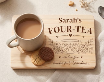 Personalised 40th Birthday Gift for Her – FOUR-TEA Tea & Biscuit Board