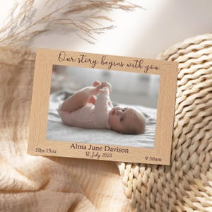 Personalised New Baby Photo Frame with Birth Details Keepsake for New Parents Gift Engraved Wood Picture Frame Newborn Gift for Grandparents