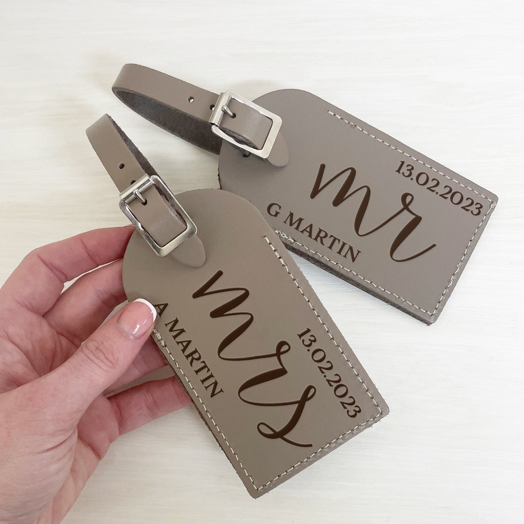 Wedding Luggage Tags Personalised Leather Luggage Label Mr & Etsy UK