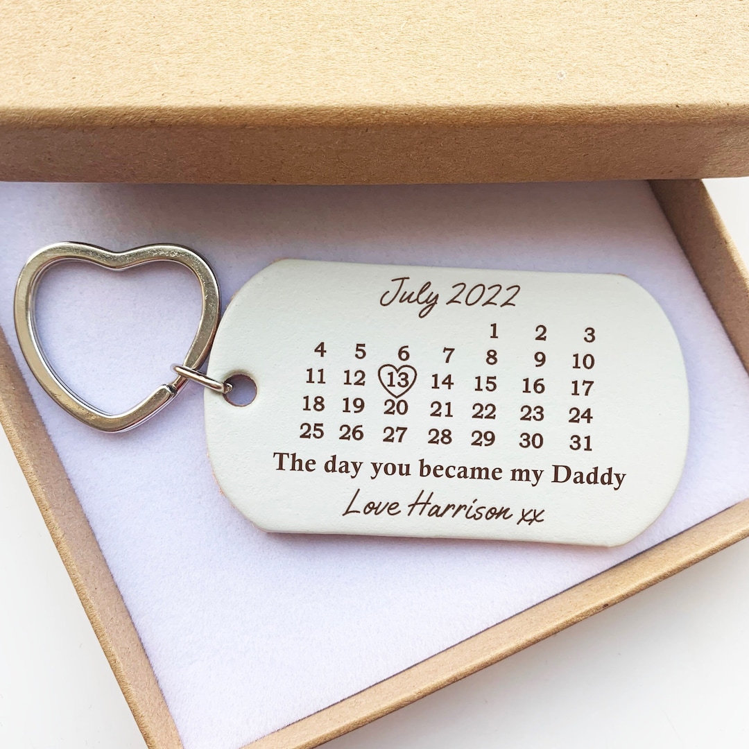 Personalised Leather Keyring for Dad, Grandpa: Sentimental Family ...