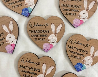 Christening | Baptism | Communion Favors - Printed Wooden Personalised Table Decorations, Custom Child Name, Date, Guest Favours | Keepsakes