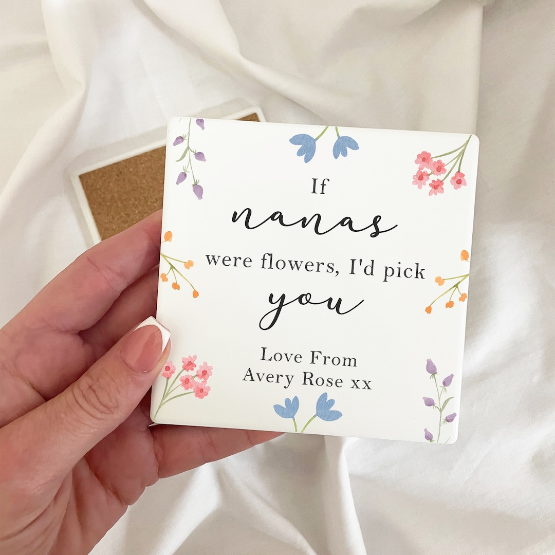 New Nanny Coasters, If Nans Were Flowers, Personalised Birthday Gift