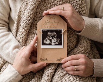 Personalised Pregnancy Announcement Sign, Baby Scan Photo Holder, Pregnancy Reveal Plaque, Baby Coming Soon Gift, Due Date Keepsake