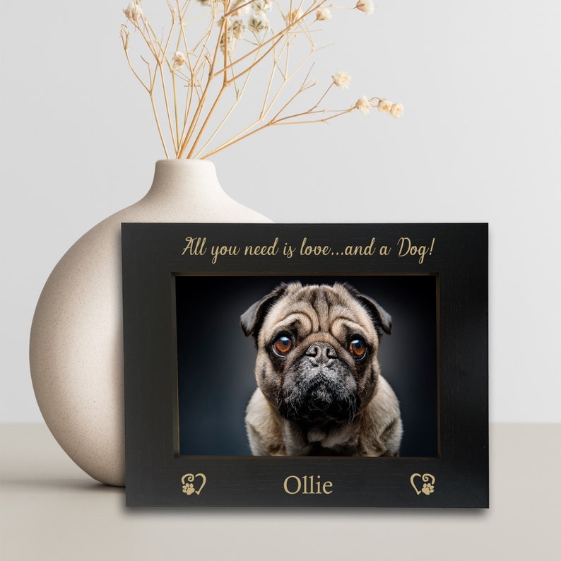 Dog Photo Frame Gift, Personalised Pet Dog Frame With Optional Wooden Plaque, Dog Mum, Dog Dad Keepsake, Wooden Pet Frame image 4