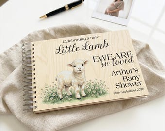 Little Lamb Baby Shower Guestbook| Personalised Farm Animal Shower, Pregnancy Advice Book