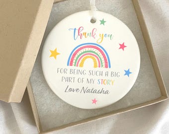 Personalised Thank You Gift for Teacher | Custom Hanging Classroom Sign, Printed Rainbow for Teaching Assistant from School Pupil