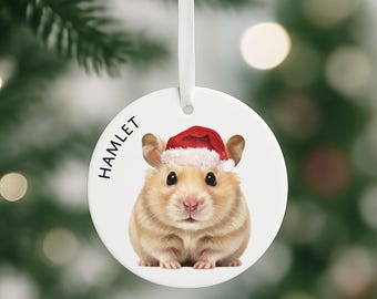 Hamster Christmas Decoration: Personalised Tree Ornament, Pet Hamster Print