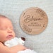Baby Name Announcement - Wooden Sign with Personalised Engraving, New Baby Arrival Plaque, Social Media Reveal | Photography Prop 