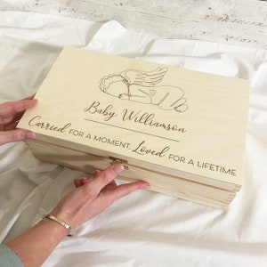 Baby Loss Keepsake Box, Personalised Miscarriage Memory Box, Angel Baby Grieving Gift, Wooden Memorial Box