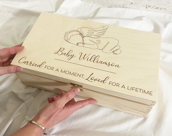 Baby Loss Keepsake Box, Personalised Miscarriage Memory Box, Angel Baby Grieving Gift, Wooden Memorial Box