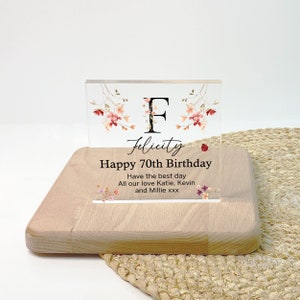 70th Birthday Plaque, 70th Birthday Gift for Her, Birthday Keepsake for Friends Women, Clear Acrylic Plaque