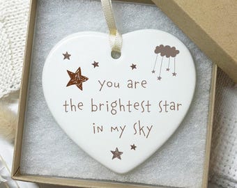 Sentimental Keepsake Brightest Star Boxed Ceramic Heart: Heartwarming Letterbox Present for Special Occasions