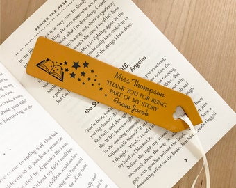 Gift for Teacher, Leather Engraved Bookmark, Personalised Bookmark Teacher Gift, Teaching Assistant, Thank you Gift, Various Colours