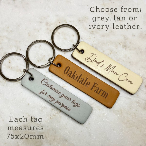 Personalised leather keychain. Any Engraving. Custom key fob engraved gift for him, for Dad, Grandads shed, Housewarming gift, Anniversary.