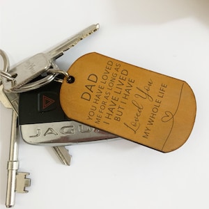 Engraved Leather Keyring Gift For Dad, Birthday Gift for Dad, Step Dad Gift, Fathers Day Gift To  Daddy, From Daughter To Dad, Gift For Dad