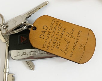 Engraved Leather Keyring Gift For Dad, Birthday Gift for Dad, Step Dad Gift, Fathers Day Gift To  Daddy, From Daughter To Dad, Gift For Dad