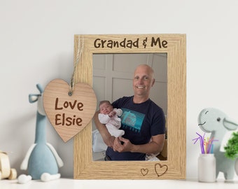 Grandad and Me Photo Frame, Personalised Grandad Plaque & Picture Frame Gift, Grandpa Present