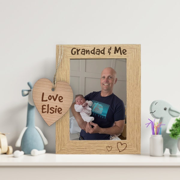 Grandad and Me Photo Frame, Personalised Grandad Plaque & Picture Frame Gift, Grandpa Present