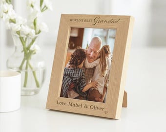 Personalised Grandad Photo Frame | Engraved World's Best Grandad Gift, Wooden Frame