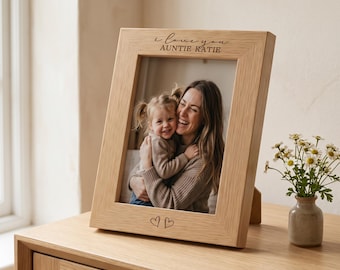 Personalised Auntie Photo Frame | Engraved Wood Aunty Gift