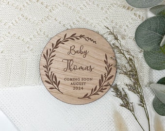 Custom Pregnancy Wooden Coming Soon Sign - Personalised, New Baby Due Plaque, Social Media Announcement | Photography Prop