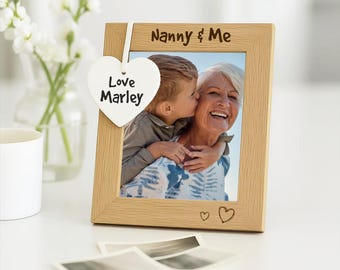 Nanny and Me Photo Frame, Personalised Nanny Plaque & Picture Frame Gift, Grandma Present