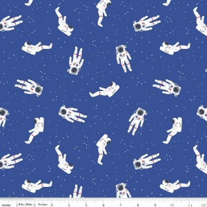 Out of This World NASA Astronauts Blue, Fabric by the Yard or Half Yard, Riley Blake Designs, Space Fabric