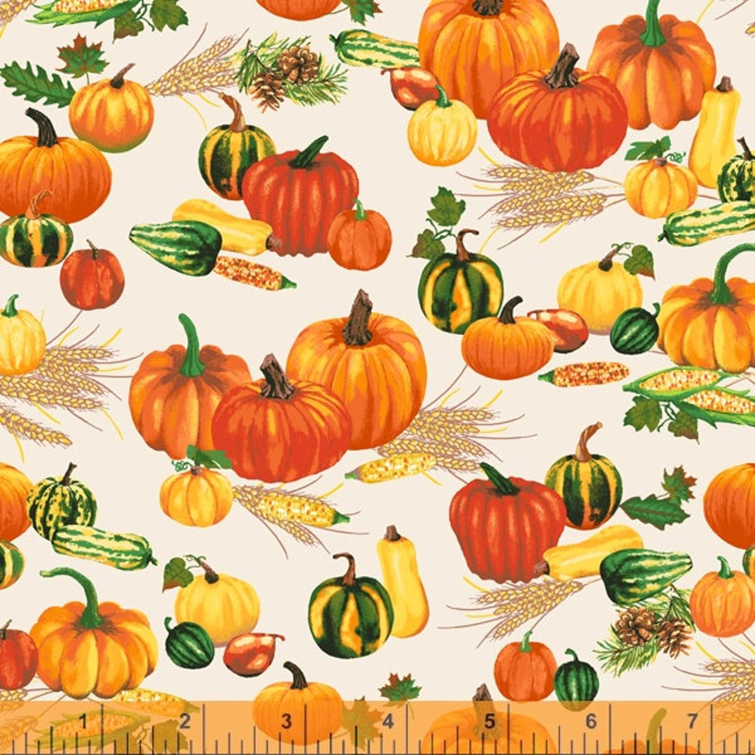 Pumpkin Patch Thanksgiving Fabric by Windham Fabrics, Autumn, Fall ...