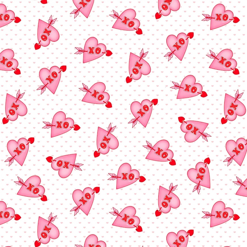 Valentine Fabric by the Yard or Half Yard XO Hearts Love Struck Henry Glass