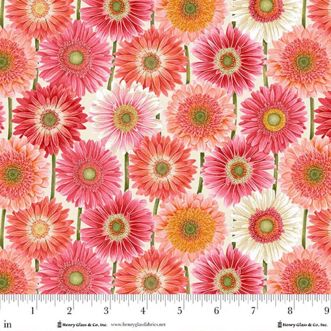 Bloomscape Large Floral Fabric by Henry Glass Fabrics, Pink Multi ...