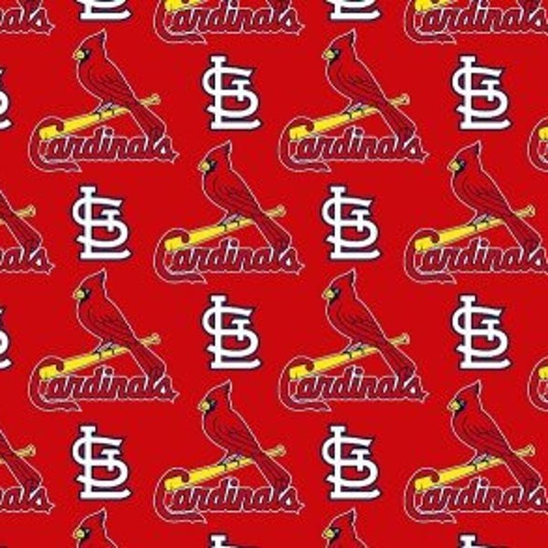 St. Louis Cardinals Fabric by the Yard and Half Yard, Licensed MLB Cotton, Red