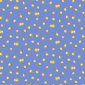 Limoncello Tossed Mini Lemons on Blue Fabric by Timeless Treasures, Lemon Fabric