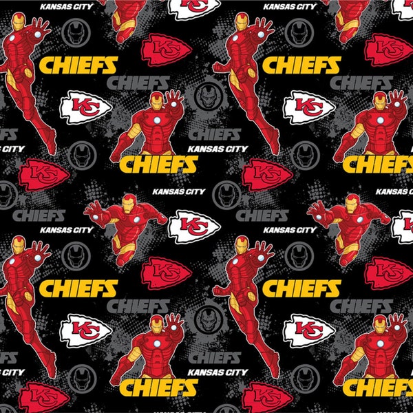 Kansas City Chiefs Fabric, Iron Man Marvel Comic Fabric, NFL Cotton Fabric