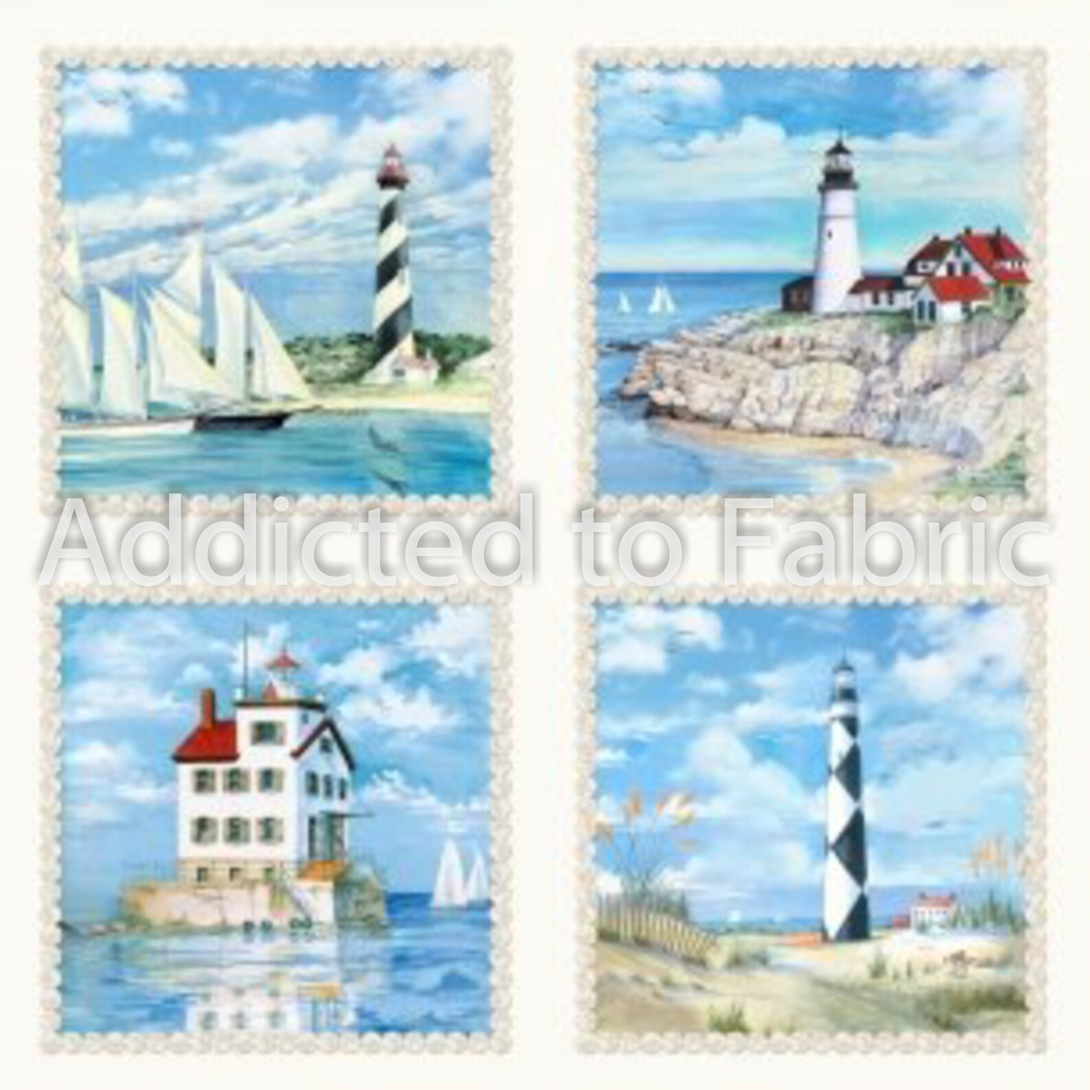 Beacons of Light Lighthouse Fabric Panel Elizabeth's Etsy