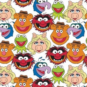 Muppets Fabric, Children's Fabric by Camelot Fabrics, Puppets, Muppets Cast, White Background