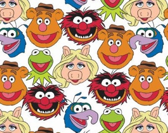 Muppets Fabric, Children's Fabric by Camelot Fabrics, Puppets, Muppets Cast, White Background