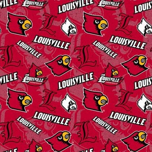 Imperfect) Cotton Pink University of Louisville Cardinals College Team  Sports Cotton Fabric Print by the Yard (lou047) D663.50
