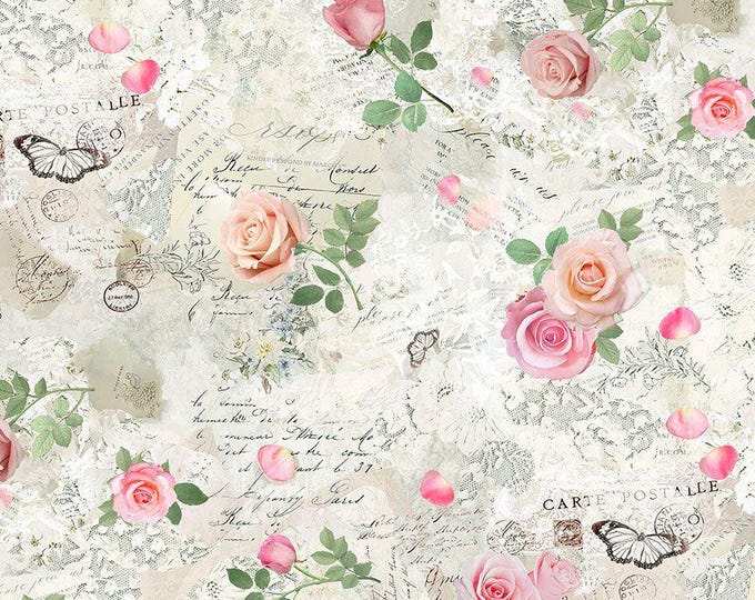 Bellerose Fabric by Timeless Treasures, Vintage Scrapbook, Roses - Etsy