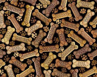 Good Dog Bone Treats, Fabric by Timeless Treasures, Dog Biscuits, Quilting Fabric
