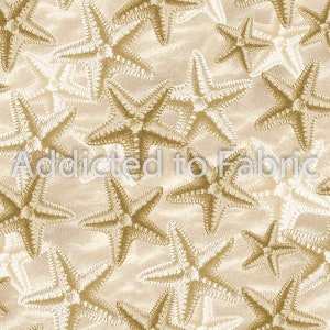 Welcome to the Beach Fabric by Timeless Treasures, Starfish, Sand, Shells, Quilting Fabric