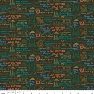 Only You Smokey Bear Fabric by Riley Blake Designs, Catchphrase Bark, Words, Quilting Fabric