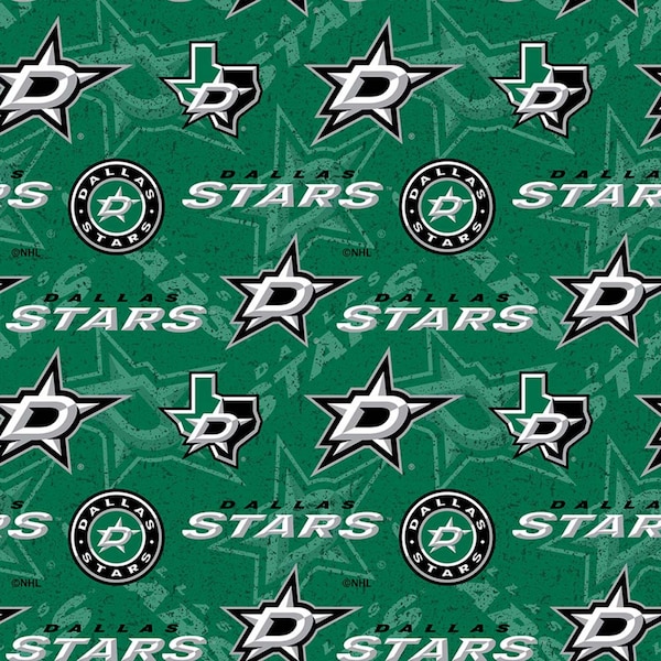 Dallas Stars Fabric, Licensed  NHL Fabric, Cotton, Hockey Fabric