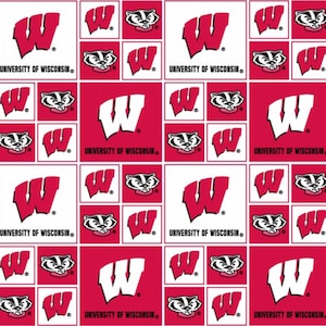 University of Wisconsin Badgers Fabric, Block Print
