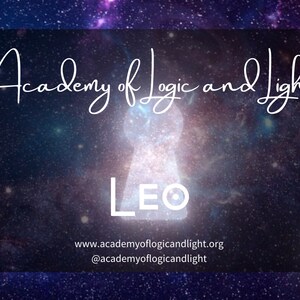 May include: A graphic with a starry night sky background. The text "Academy of Logic and Light" is written in white cursive script. The word "LEO" is written in white sans-serif font. A keyhole shape is in the center of the graphic, with a white glow around it. The text "www.academyoflogicandlight.org" and "@academyoflogicandlight" is written in white sans-serif font at the bottom of the graphic.