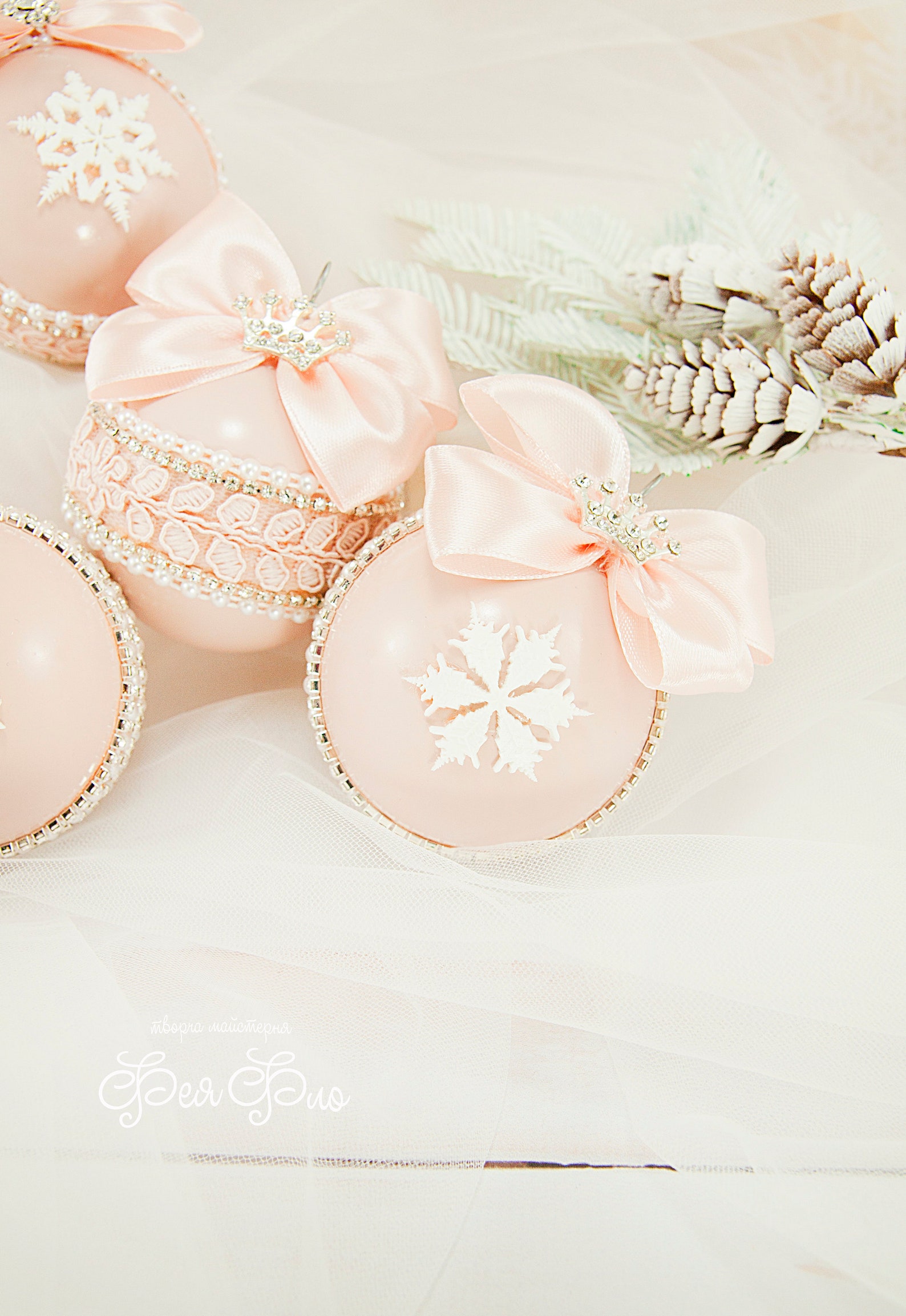Blush Pink Christmas Ornaments 
